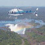 Scenic helicopter flight over Iguazu Falls, taking off from the Brazilian side.